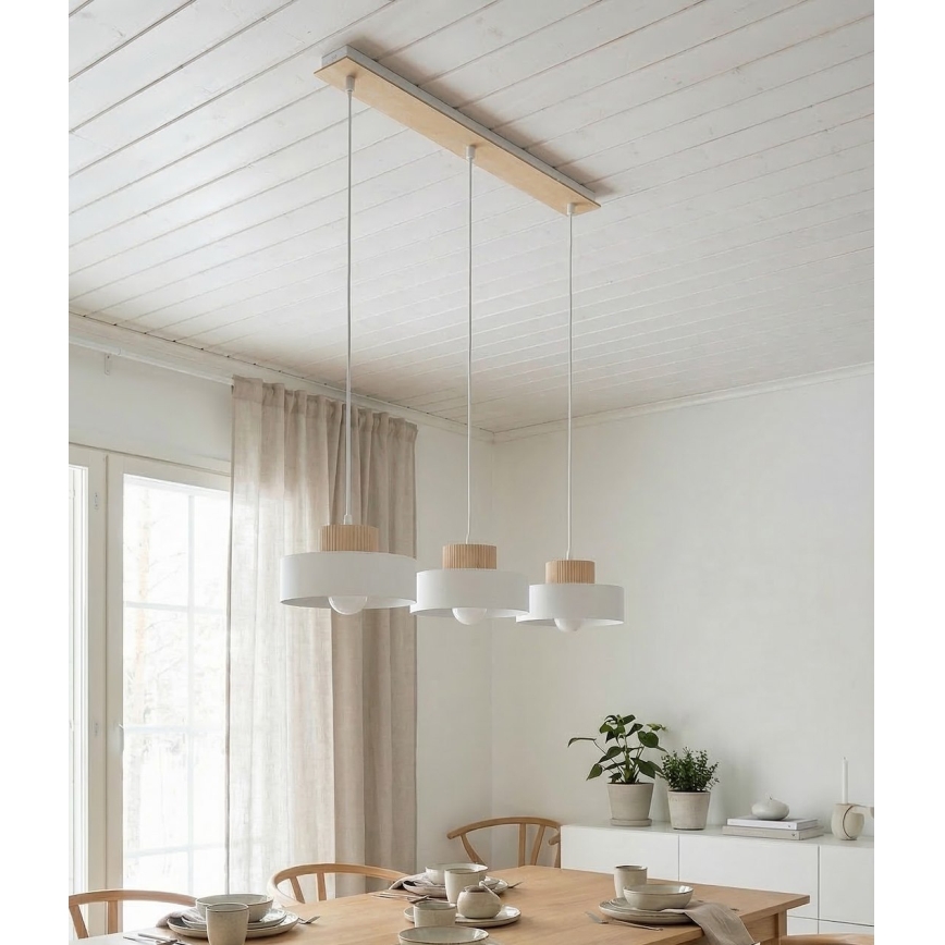 KIVI kábeles csillár 3xE27/15W/230V, fehér