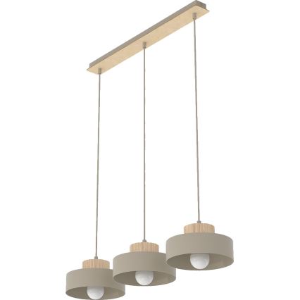 KIVI kábeles függeszték 3xE27/15W/230V bézs