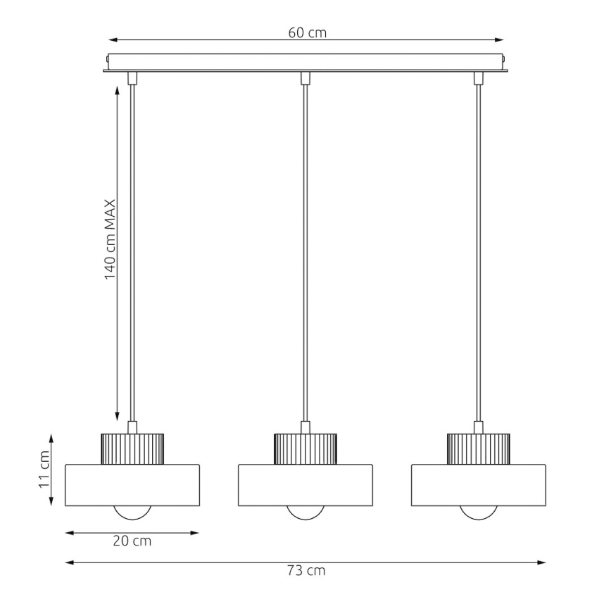 KIVI kábeles függeszték 3xE27/15W/230V bézs