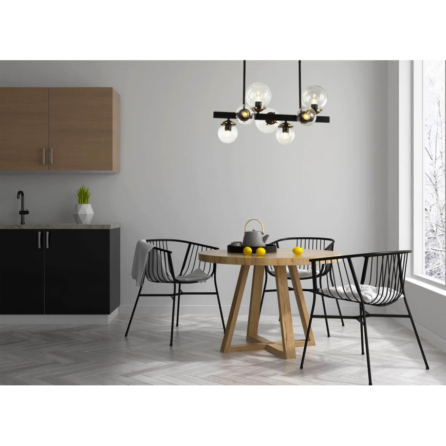 Csillár rúdon HYPERION 7xE27/7W/230V fekete/átlátszó