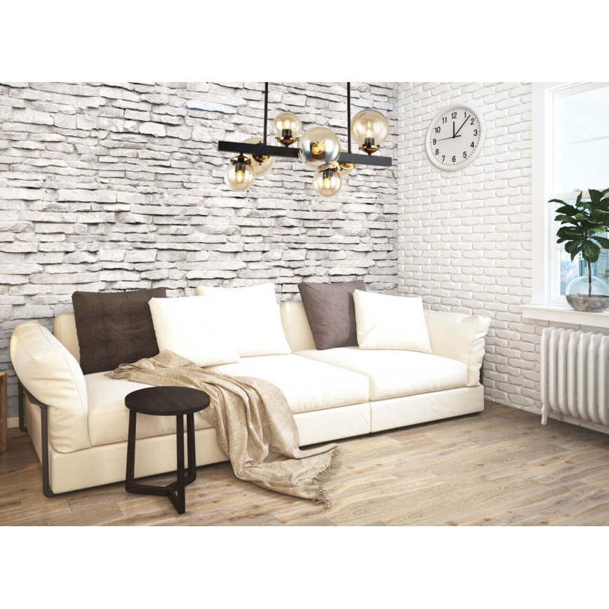 Csillár rúdon HYPERION 7xE27/7W/230V fekete/bézs