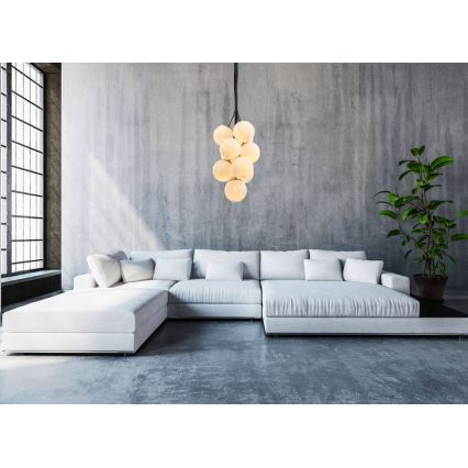 Csillár zsinóron GRAPES 10xE27/7W/230V bronz/fehér