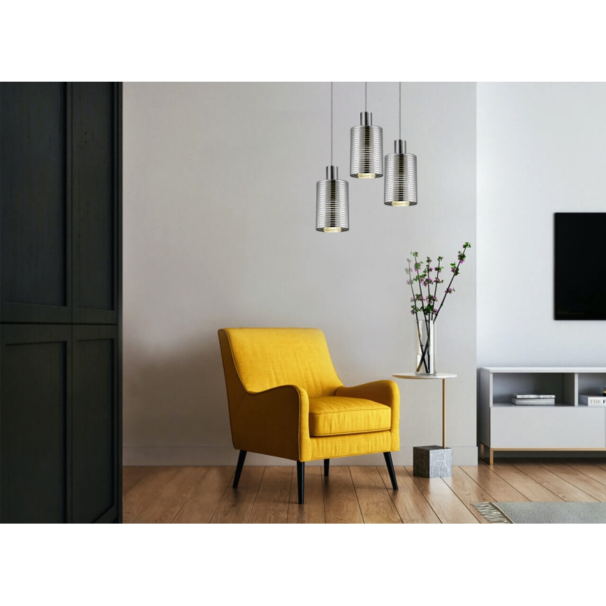 Csillár zsinóron EVOLUTION 1xE27/11W/230V fényezett króm