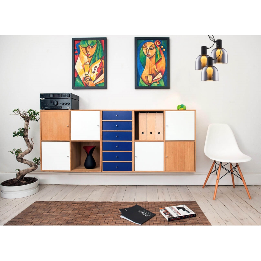 Csillár zsinóron FIRE 1xE27/9W/230V szürke/fekete