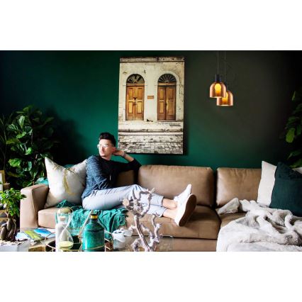 Csillár zsinóron FIRE 1xE27/9W/230V barna/fekete