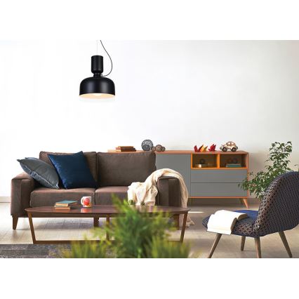 Csillár zsinóron ABEL 2xE27/11W/230V átm. 28 cm fekete