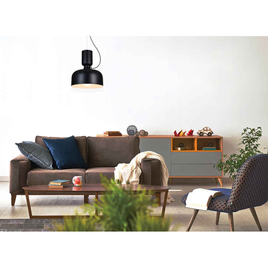 Csillár zsinóron ABEL 2xE27/11W/230V átm. 28 cm fekete