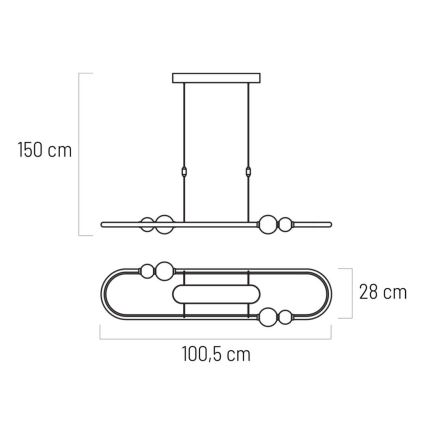 LED Dimmelhető csillár zsinóron JUNIPER LED/47,5W/230V arany + távirányító