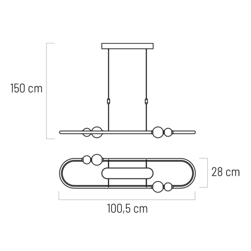 LED Dimmelhető csillár zsinóron JUNIPER LED/47,5W/230V arany + távirányító