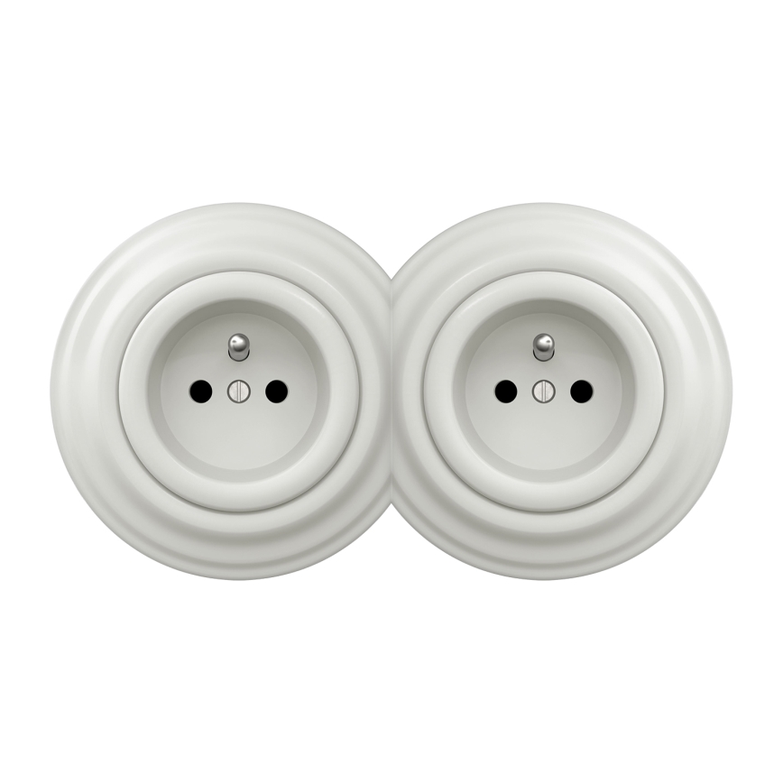 Kliklap - Dupla retro dugalj kerettel 230V fehér