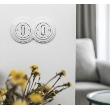 Kliklap - Dupla retro egypólusú kapcsoló 1. számú kerettel, hófehér