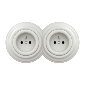 Kliklap - Dupla retro fali dugalj kerettel, 230 V, fehér