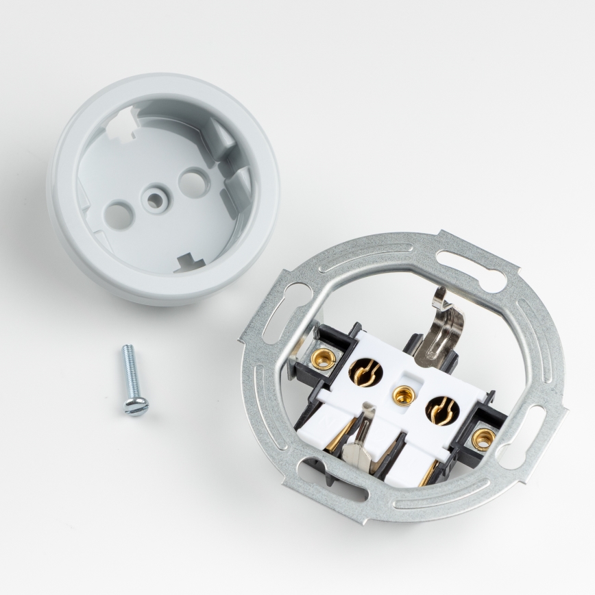 Kliklap - Dupla retro fali dugalj kerettel SCHUKO 230V szürke