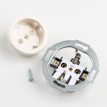 Kliklap - Dupla retro fali konnektor kerettel SCHUKO 230V/16A bézs