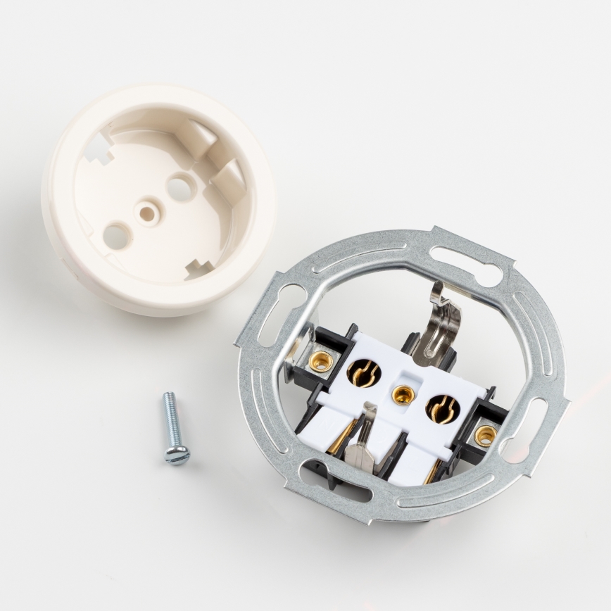 Kliklap - Dupla retro fali konnektor kerettel SCHUKO 230V/16A bézs