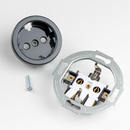 Kliklap - Dupla retro fali konnektor kerettel SCHUKO 230V antracit