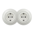 Kliklap - Dupla retro fali SCHUKO aljzat kerettel, 230V/16A,kerámiafehér