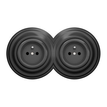 Kliklap - Dupla retro háztartási dugalj kerettel, 230 V, antracit