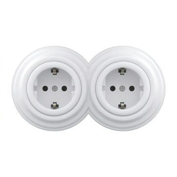 Kliklap - Dupla retro lakossági Schuko dugalj kerettel 230V hófehér