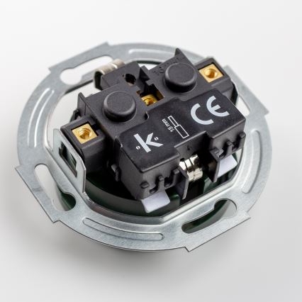 Kliklap - Háromfoglalatos retro konnektor kerettel SCHUKO 230V zöld