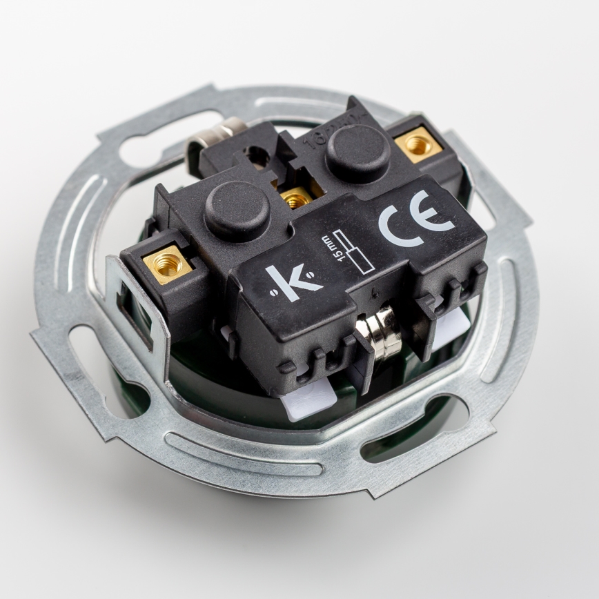 Kliklap - Háromfoglalatos retro konnektor kerettel SCHUKO 230V zöld