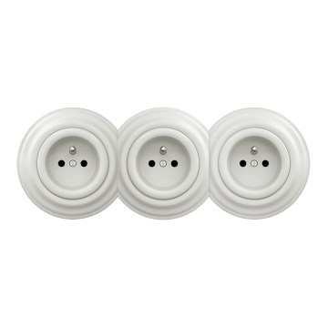 Kliklap - Háromtagos retro fali aljzat kerettel 230V, kerámia, fehér