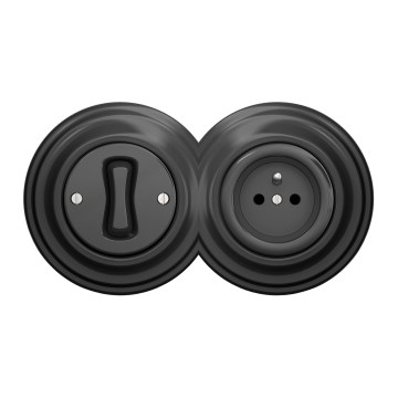 Kliklap - Retro 1-es egypólusú kapcsoló és 230 V-os aljzat antracit kerettel