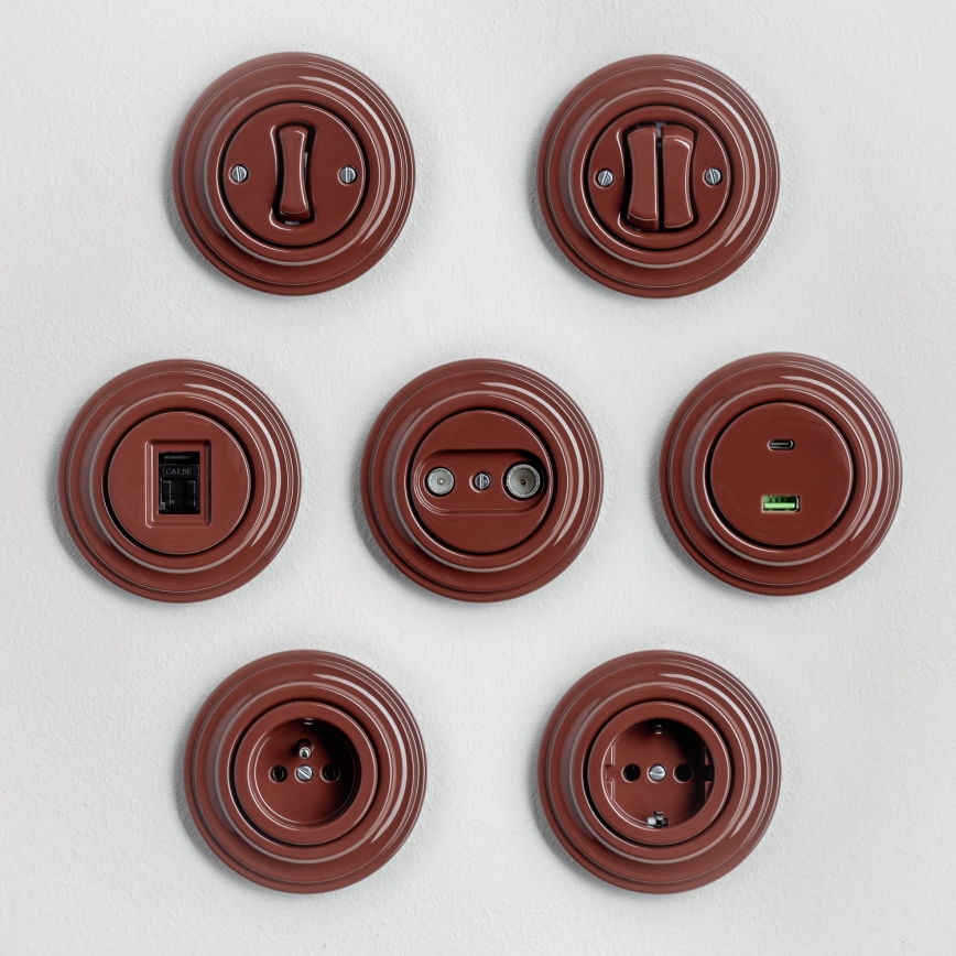 Kliklap - Retro dupla kapcsoló kerettel barna