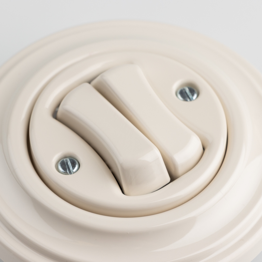 Kliklap - Retro dupla lépcsőházi kapcsoló, 6+6-os kerettel, bézs