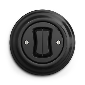 Kliklap - Retro dupla lépcsőházi kapcsoló, 6+6-os kerettel, fekete