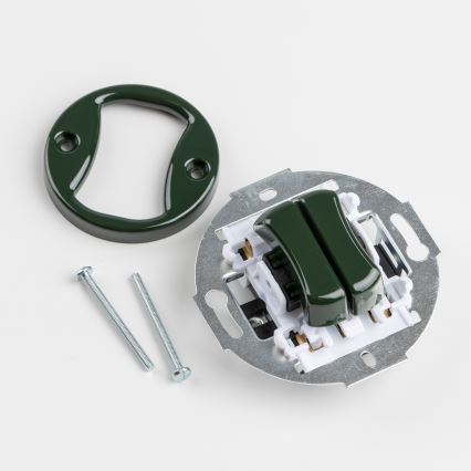 Kliklap - Retro dupla lépcsőházi kapcsoló 6+6-os kerettel, zöld