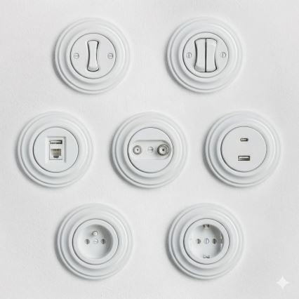 Kliklap - Retro egypólusú kapcsoló 1-es kerettel, hófehér