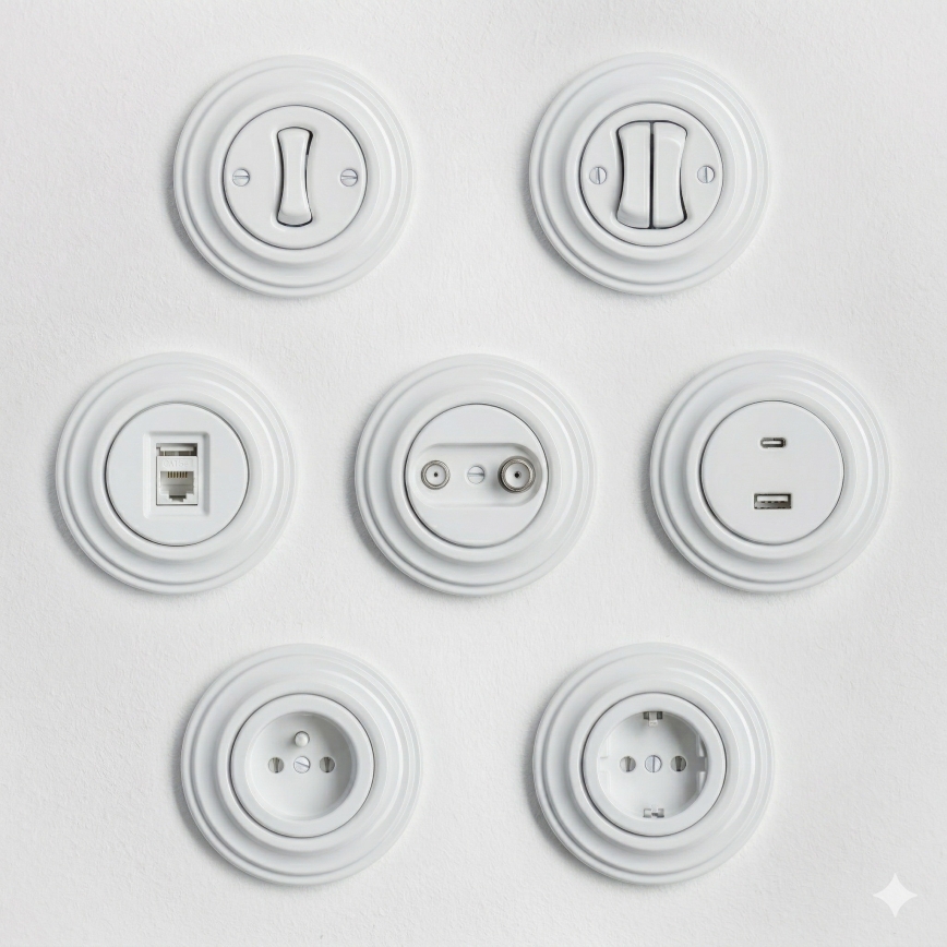 Kliklap - Retro egypólusú kapcsoló 1-es kerettel, hófehér