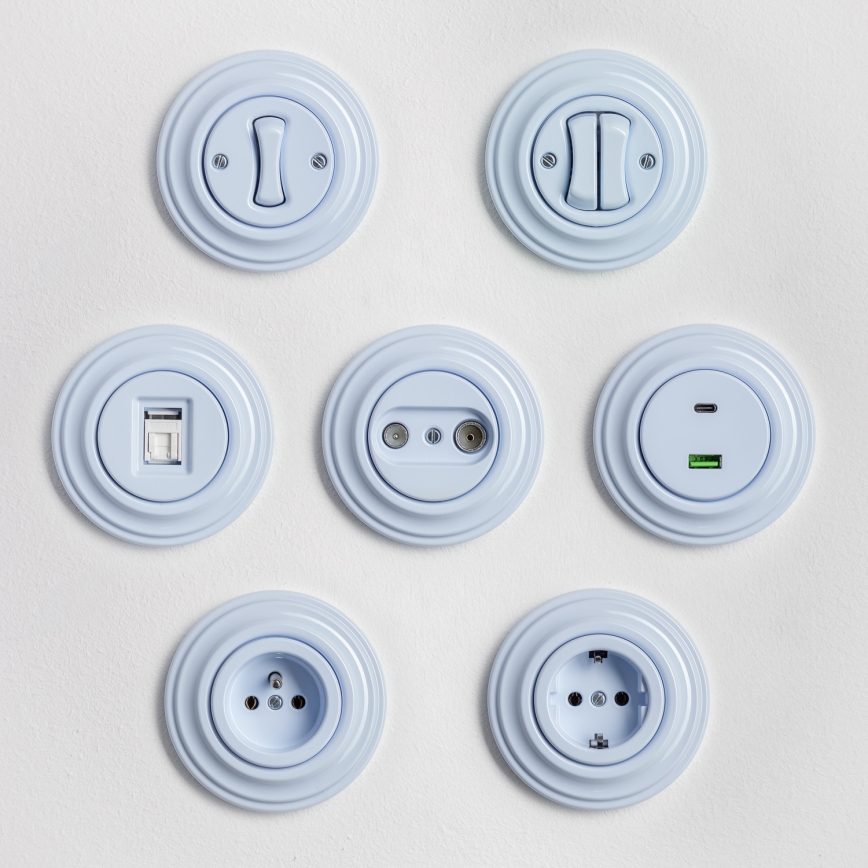 Kliklap - Retro egypólusú kapcsoló 1-es kerettel, kék