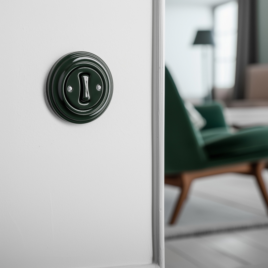 Kliklap - Retro egypólusú kapcsoló, 1-es kerettel, zöld