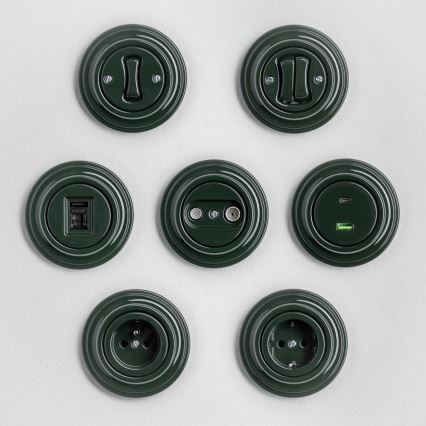 Kliklap - Retro egypólusú kapcsoló, 1-es kerettel, zöld