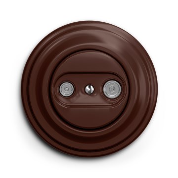 Kliklap - Retro előfizetői TV+R aljzat (átvezetett) barna kerettel