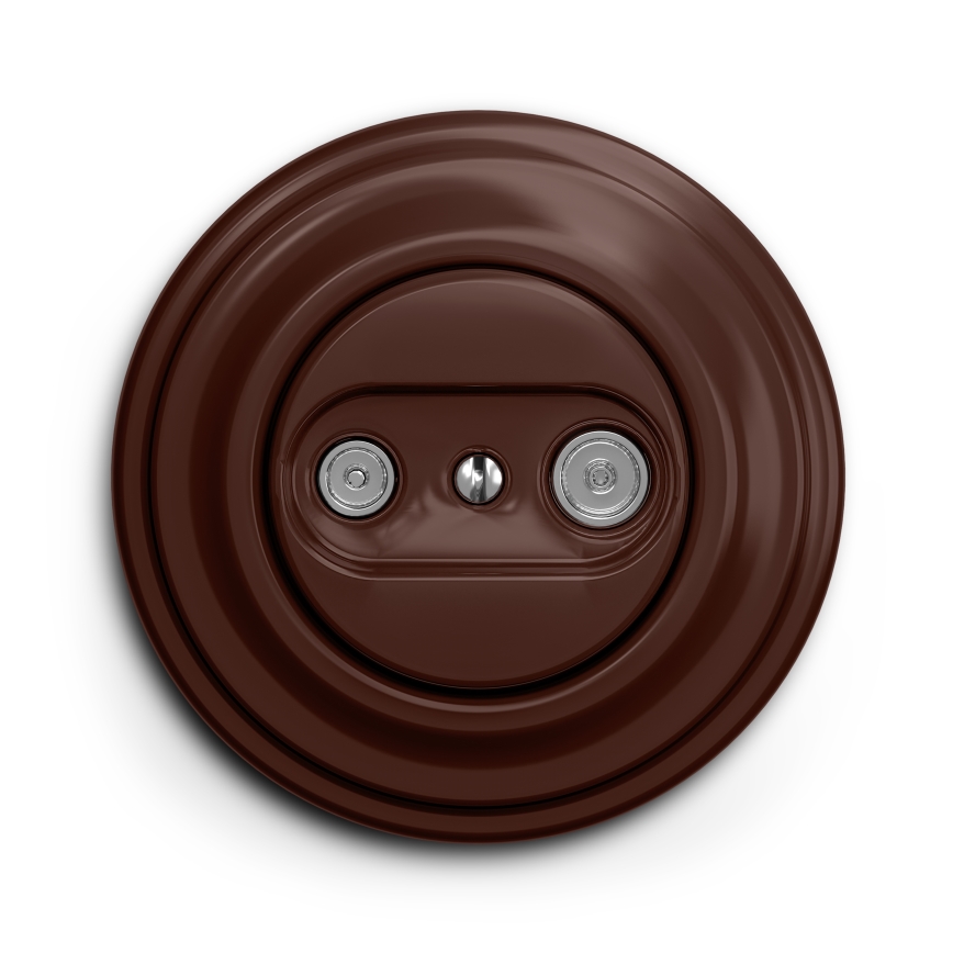 Kliklap - Retro előfizetői TV+R aljzat (átvezetett) barna kerettel