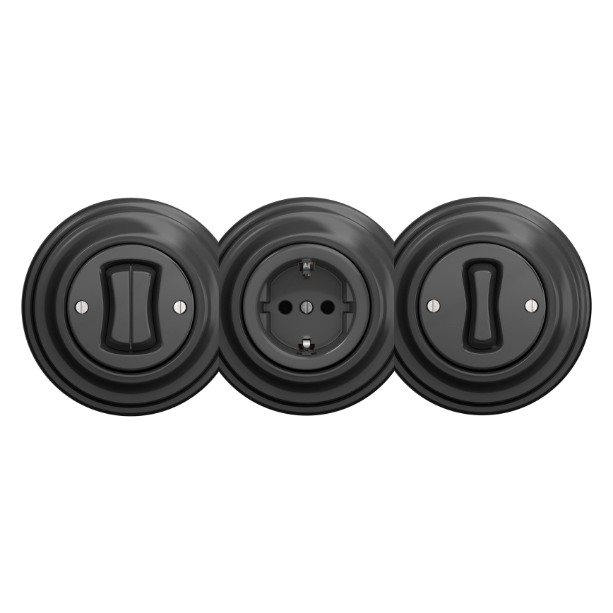 Kliklap - Retro fali aljzat keret nélkül SCHUKO 230V/16A antracit