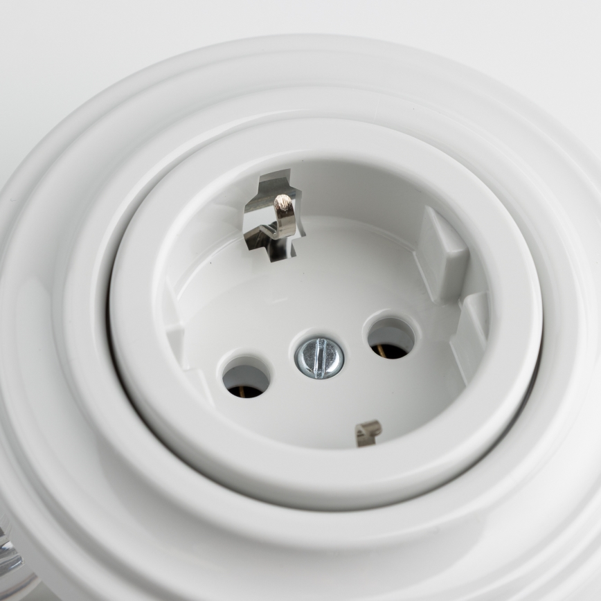 Kliklap - Retro fali dugalj kerettel SCHUKO 230V/16A hófehér