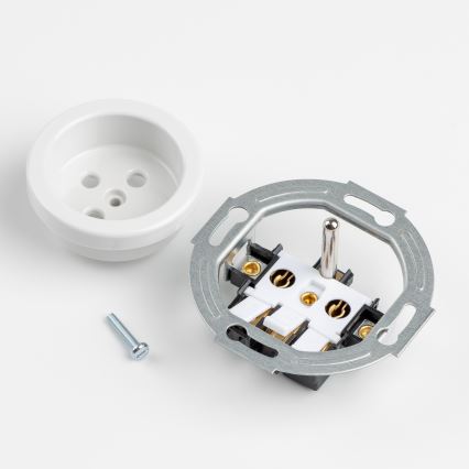 Kliklap - Retro fali konnektor kerettel 230V hófehér