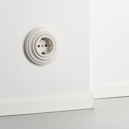 Kliklap – retro háztartási dugalj kerettel, SCHUKO 230 V/16 A, bézs