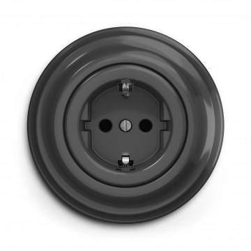 Kliklap - Retro háztartási fali SCHUKO aljzat kerettel, 230V/16A, antracit