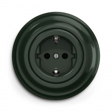 Kliklap - Retro háztartási konnektor kerettel SCHUKO 230V/16A zöld