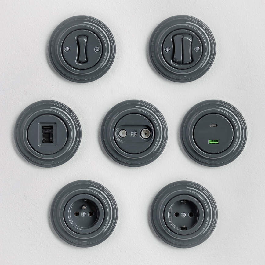 Kliklap - Retro keresztkapcsoló 7-es kerettel, antracit