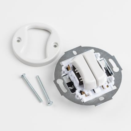 Kliklap - retro, keret nélküli dupla kerámia nyomógomb, fehér