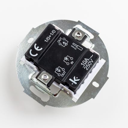 Kliklap - retro, keret nélküli dupla kerámia nyomógomb, fehér