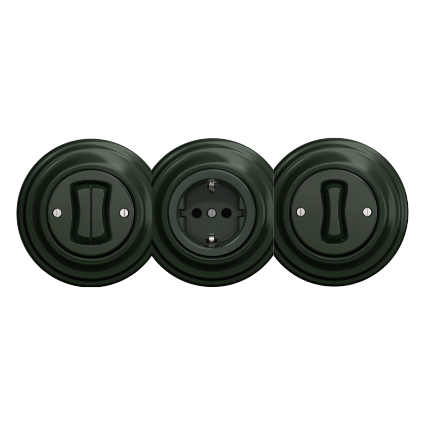 Kliklap - Retro keret nélküli fali SCHUKO aljzat 230V/16A zöld