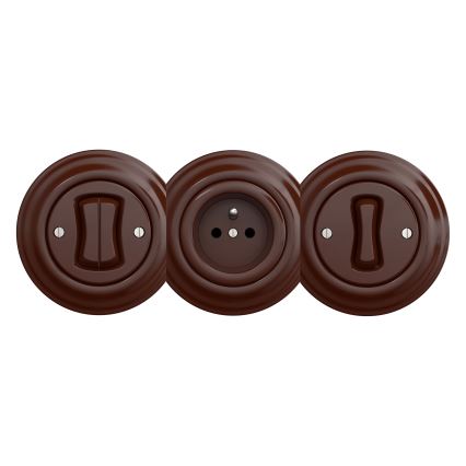 Kliklap - Retro, keret nélküli háztartási SCHUKO fali aljzat 230V/16A, barna