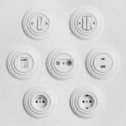 Kliklap - Retro keret nélküli nyomógomb, hófehér